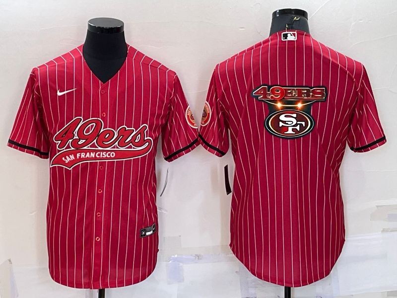 Men's San Francisco 49ers Red Team Big Logo With Patch Cool Base Stitched Baseball Jersey Men's San Francisco 49ers Red Team Big Logo With Patch Cool Base Stitched Baseball Jersey
